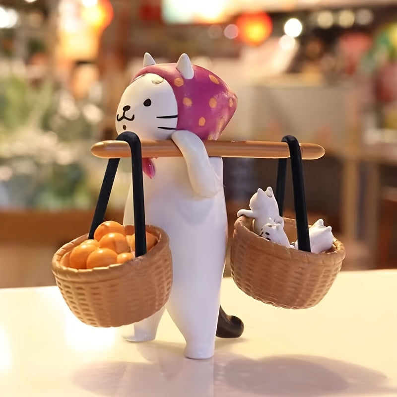 [Cat Figurine] A Cute And Creative Cat-Themed Miniature Figurine for The Market, Perfect As a Desk Ornament for Your Office Workspace, Sold As a Single Piece