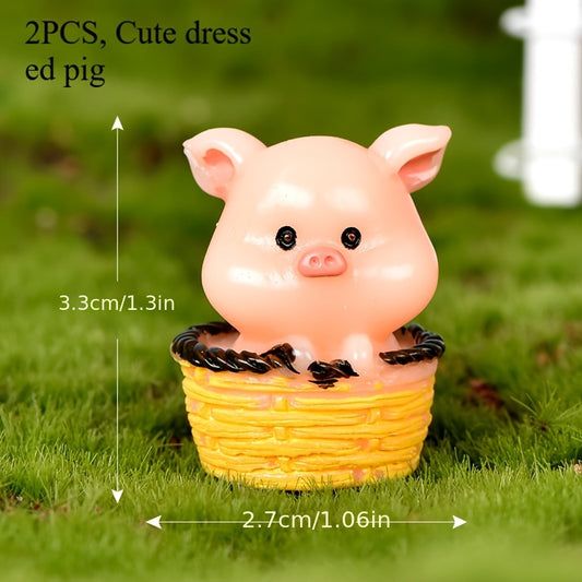 [Lucky Golden Pig] 2pcs Resin Lucky Golden Pig Ornament | Super Lucky Wealth Item, Treasure Pig Mini Collection Doll, Thanksgiving Gift, No Electricity Required, DIY Gardening And Succulent Micro Landscape Decoration, Car And Cake Ornament