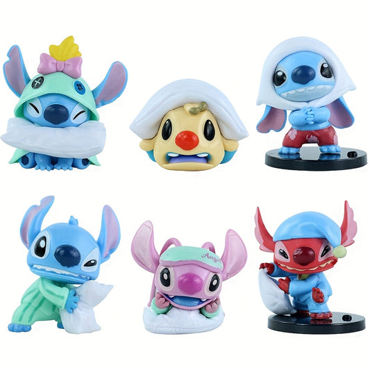 6pcs Disney Licensed Stitch Collectible Figurines, 3.15 Inch Desktop Collectible, Perfect Gift For Family And Friends