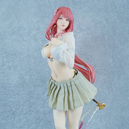 1pc Anime Girl Figure with Pink Long Hair, Crop Top & Pleated Skirt - High-Quality PVC Collectible, Black Sandals - Vibrant Desktop Decor, Perfect Gift for Anime Fans, Birthdays & Anniversaries, Collectible Figurine, Fashionable Design, Chic Outfit, Deta