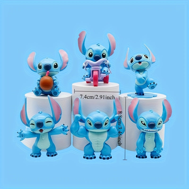 Disney Official 6pcs Stitch Figure Star Baby Cartoon Ornament Set