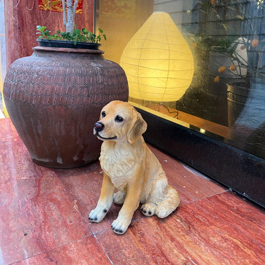 Charming Golden Retriever Statue - Realistic Resin Dog Figurine for Indoor/Outdoor Decor, Perfect for Living Room, Bedroom, Patio, and Garden, Adds a Touch of Whimsy to Any Space, Dog Decor