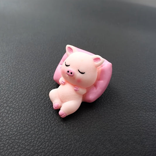 [1 Cute Resin Pig] 1 Cute Resin Sleeping Little Pig Car Dashboard Decoration | Perfect for Car Interior Decoration, Smooth Completion, Statue, Sleeping Figure