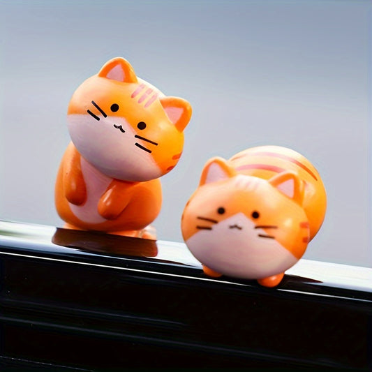 8pcs Resin Miniature Kawaii Cat Car Accessories for Dashboard Display Screen and Mirror