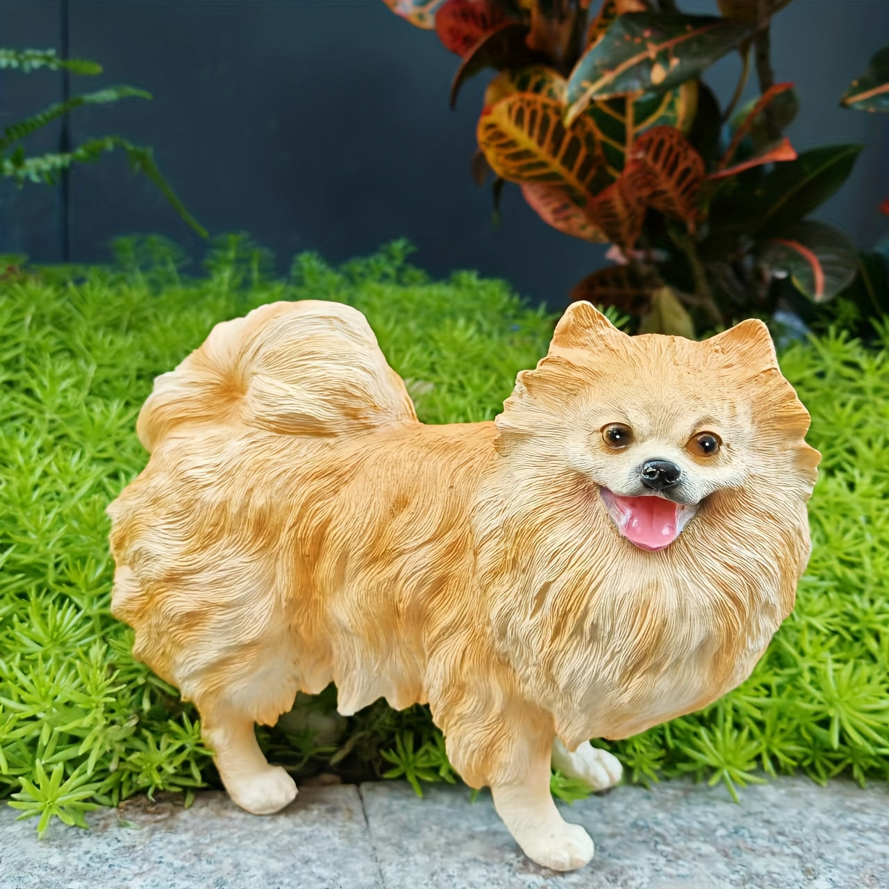 Hand-Painted Pomeranian Statue - Resin, Rustic Style Animal Sculpture for Garden, Patio, Lawn, Café Decor - Ideal for Valentine's Day, Mother's Day, Graduation, Easter Gifts, Statues for Home Decor