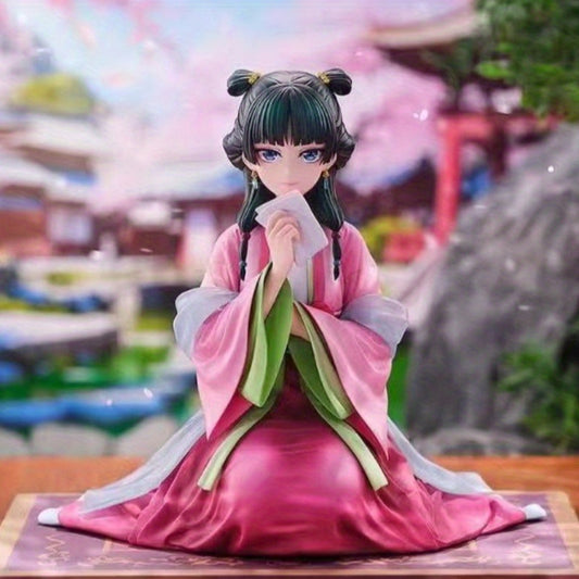Kneeling Chinese Style Anime Girl Figure - Manga Character Collectible with Traditional Attire & Pink Hair, Detailed Sculpture for Desktop/Car Decor, High-Quality Collectible Gift for Anime Fans, Anime Figurine, Desktop Ornament, Traditional Attire Depic