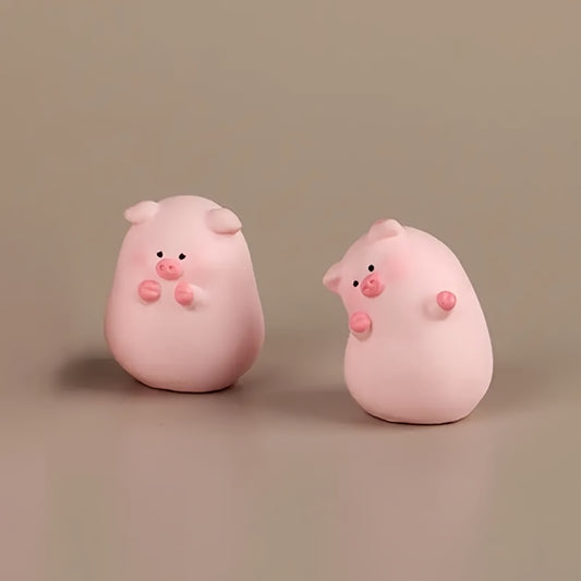 Pack of 5 Whimsical Resin Pig Figurines