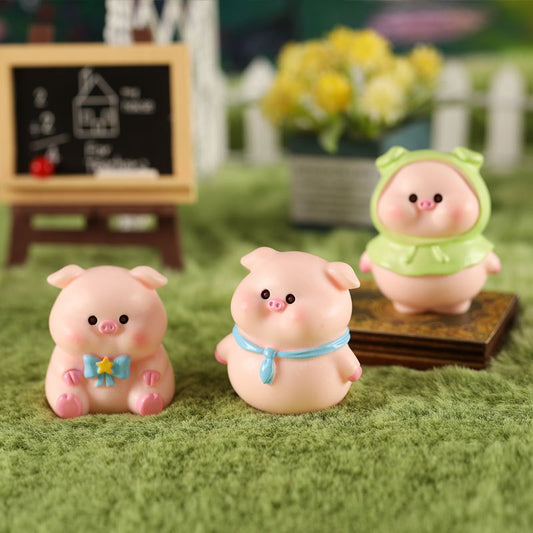 1pc Miniature Resin Cute Piggy Mini Pig Model Figurines Craft Fairy Garden Ornaments Kit Accessories Micro Landscape, DIY Decoration Prop Decor Gift