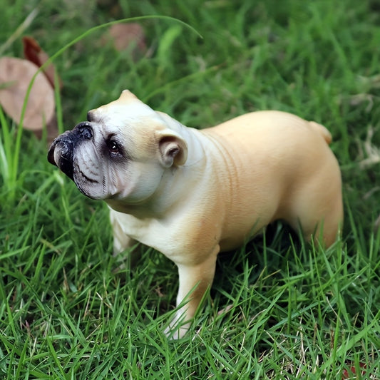 A Realistic Static Model of a Bulldog, a Pet Dog Gift Toy Decoration from The Animal World.