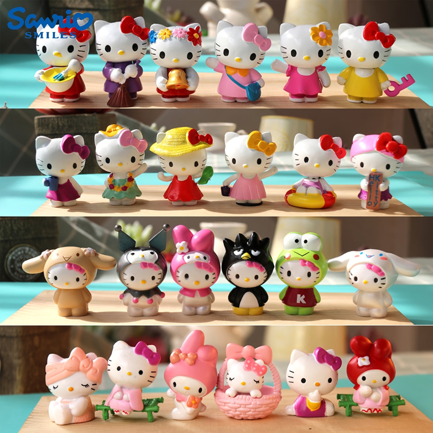 12pcs Sanrio for hello kitty cute girl heart cat hand doll set, for hello kitty model Kt series girl small gift Mystery Box accessories