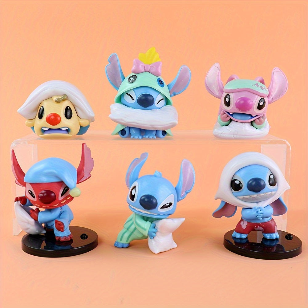 6pcs Disney Stitch Sewing Machine Collection Set, 3.15 Inch Desktop Collectible Dolls Set, Perfect Gift for Family and Friends