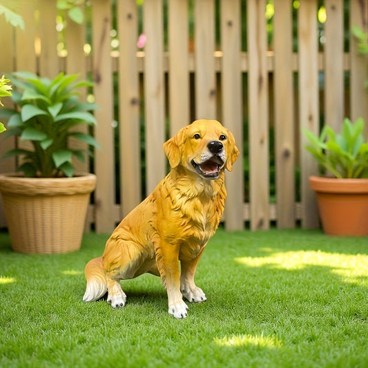 Golden Retriever Statue, Garden Artificial Animal Statue, 13 Inch Large Garden Ornament Decoration, Ideal For Gifts, Suitable For Indoor And Outdoor Garden Courtyard Porch Placement