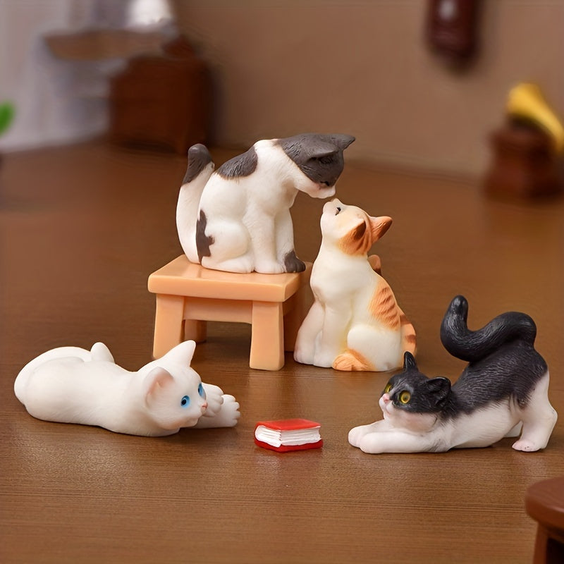 3pcs Mini Creative Micro Landscape Resin Crafts Cartoon Cute Kitten Simulation Animal Crystal Ball Accessories Miniature Cute Cat Resin Statue, Resin Crafts for Micro Landscape Garden Yard Lawn Porch Balcony Patio Outdoor Decor, Balcony Decor | Cartoon C