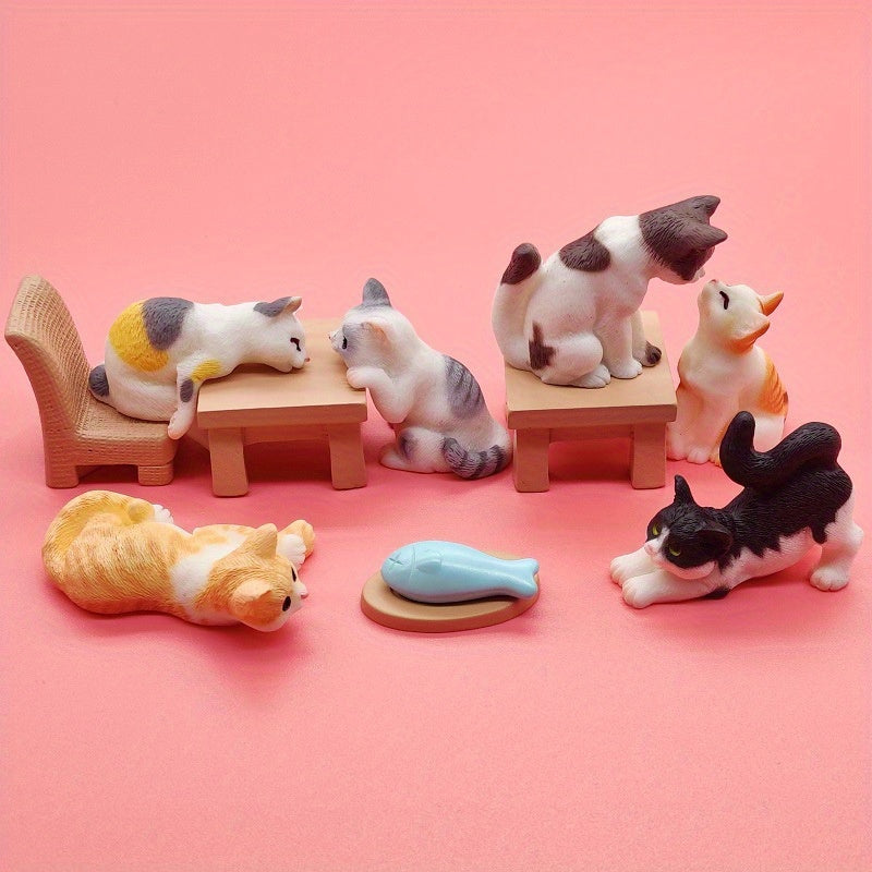 3pcs Mini Creative Micro Landscape Resin Crafts Cartoon Cute Kitten Simulation Animal Crystal Ball Accessories Miniature Cute Cat Resin Statue, Resin Crafts for Micro Landscape Garden Yard Lawn Porch Balcony Patio Outdoor Decor, Balcony Decor | Cartoon C