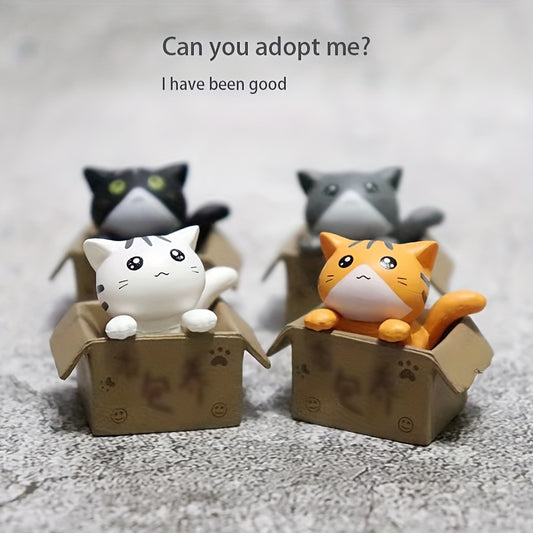 4 PCS Cute Paper Box Kitten Design Car Ornaments: for Mini Cartoon Accessories for Home, Car, and Car Dashboard Decoration