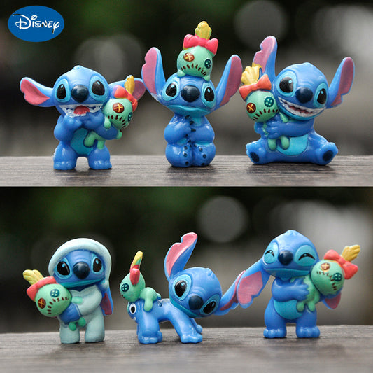 6pcs Disney Stitch Collectible Dolls - Starry & Poseable Figures with Floral Accents, Mixed Colors, High-Quality Plastic for Home Decor, Play & Display - Perfect Gift for Disney Fans, Playful Collectibles, Whimsical Design, Detailed Craftsmanship, Decora