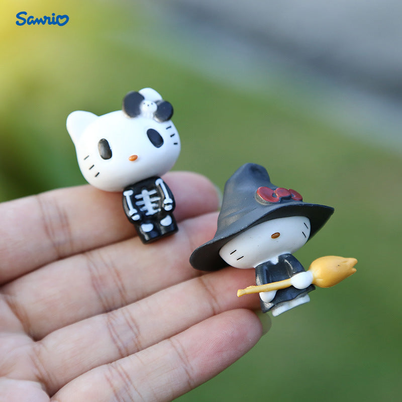 6pcs Sanrio New Anime Halloween KT Series Doll, Lovely for hello kitty Desktop And Car Decoration, Mini Small Ornament