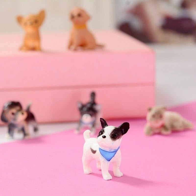 6pcs Scale Simulation Cat and Dog Dollhouse Miniature Model Doll House Decoration Dolls Accessories