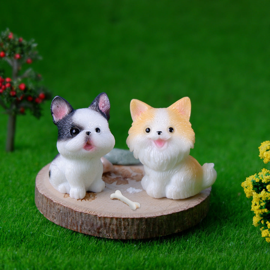 8 Pieces Of Lifelike Resin Ornaments Mini Dog Statues Puppy Statues Micro Dog Statues