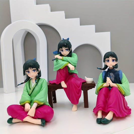 Anime Character Model - Collectible PVC Figure with Traditional Chinese Style, Green & Pink Attire, Bilingual English/Spanish Text, Dynamic Pose & Medicinal Plant Details - Desktop Decorative Collectible Gift for Anime Fans, Anime Figurine, Collector'S I