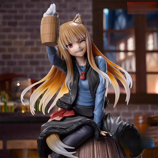 [Fun Anime Figure] Fun Cartoon Anime Sitting Figure | Female Character Model with Orange Hair & Beer Mug, Detailed Outfit & Accessories, Perfect for Collectors & Anime Fans, Ideal Holiday Gift
