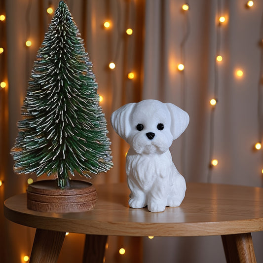 [Adorable Puppy] 12" White Plastic Maltese Puppy Figurine | Adorable Dog Statue, Perfect for Home & Office Decor, Ideal Gift for Animal Lovers, Indoor/Outdoor Use