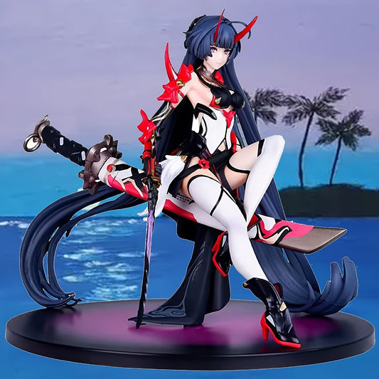 1pc Large 20cm/7.87in Anime Warrior Figurine with Dual Swords - Dynamic Action Pose, Dark Blue & Red Accents - Desktop Decoration, Collectible Gift for Anime Fans, Christmas, Valentine's, Halloween - Compatible with Anime Display Bases, Anime Clothes, Du
