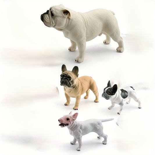 [Lifelike Bulldog] Realistic 1pc Lifelike Bulldog Figurine | Plastic Dog Model in White, Brown & Black/White Patterns for Home Decor & Collectible Display