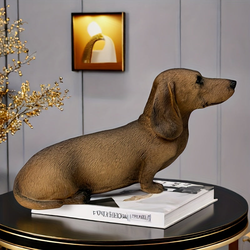 1pc Resin Dachshund Statue - Handcrafted Garden & Desktop Decor, Weather-Resistant Outdoor/Indoor Sculpture, No Electricity Needed, Perfect Gift for Dog Lovers & Mother’s Day, Dachshund Decor