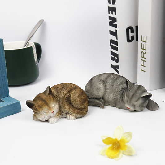 Resin cat figurines - Cute sleeping cats, lazy cats, collectible sculptures, for home decoration - suitable for both indoor and outdoor, perfect for Valentine's Day gifts, creative birthday gifts for cat lovers - desk ornaments