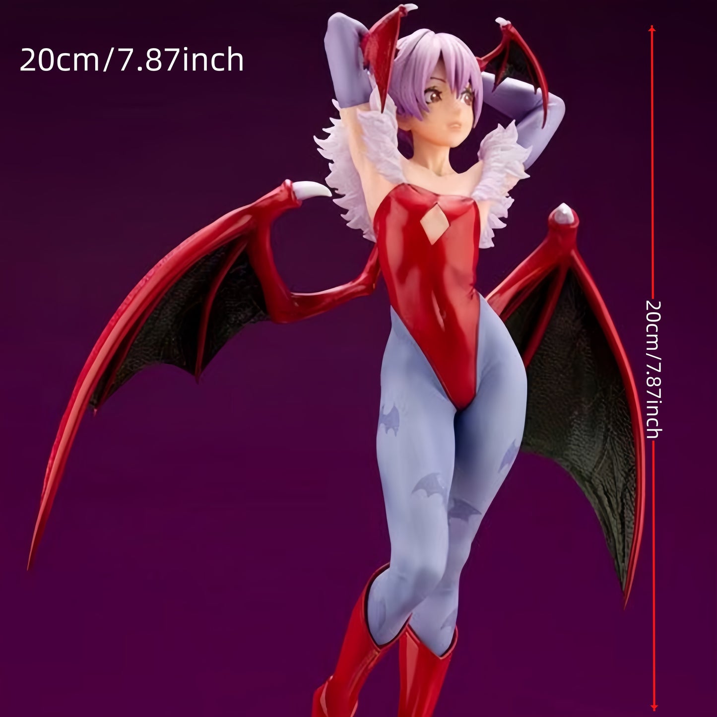 Limited Edition Red Vampire Anime Figurine - Unique Collectible PVC Statue with Purple Hair & Bat Wings, Perfect for Halloween, Christmas Gifts, Home Decor & Car Accessories for Anime Fans, Anime Accessories