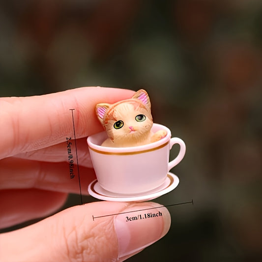 8pcs Mini Coffee Cup Dog Toy Set - Small Dog Tea Cup Dog Model, Dog Figurine For Office, Decorative Tabletop Item, Small Decorative Piece Miniature Figurines
