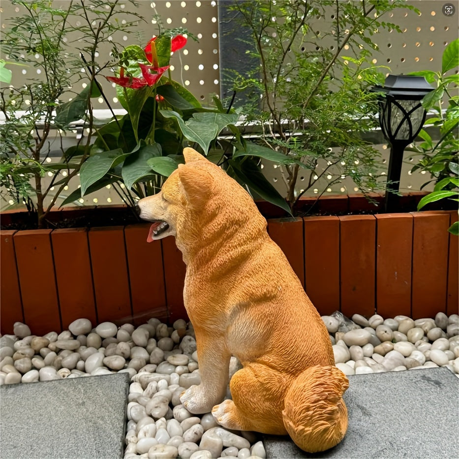 Charming Shiba Inu Resin Statue - Lifelike Pet Sculpture for Garden, Patio & Home Decor