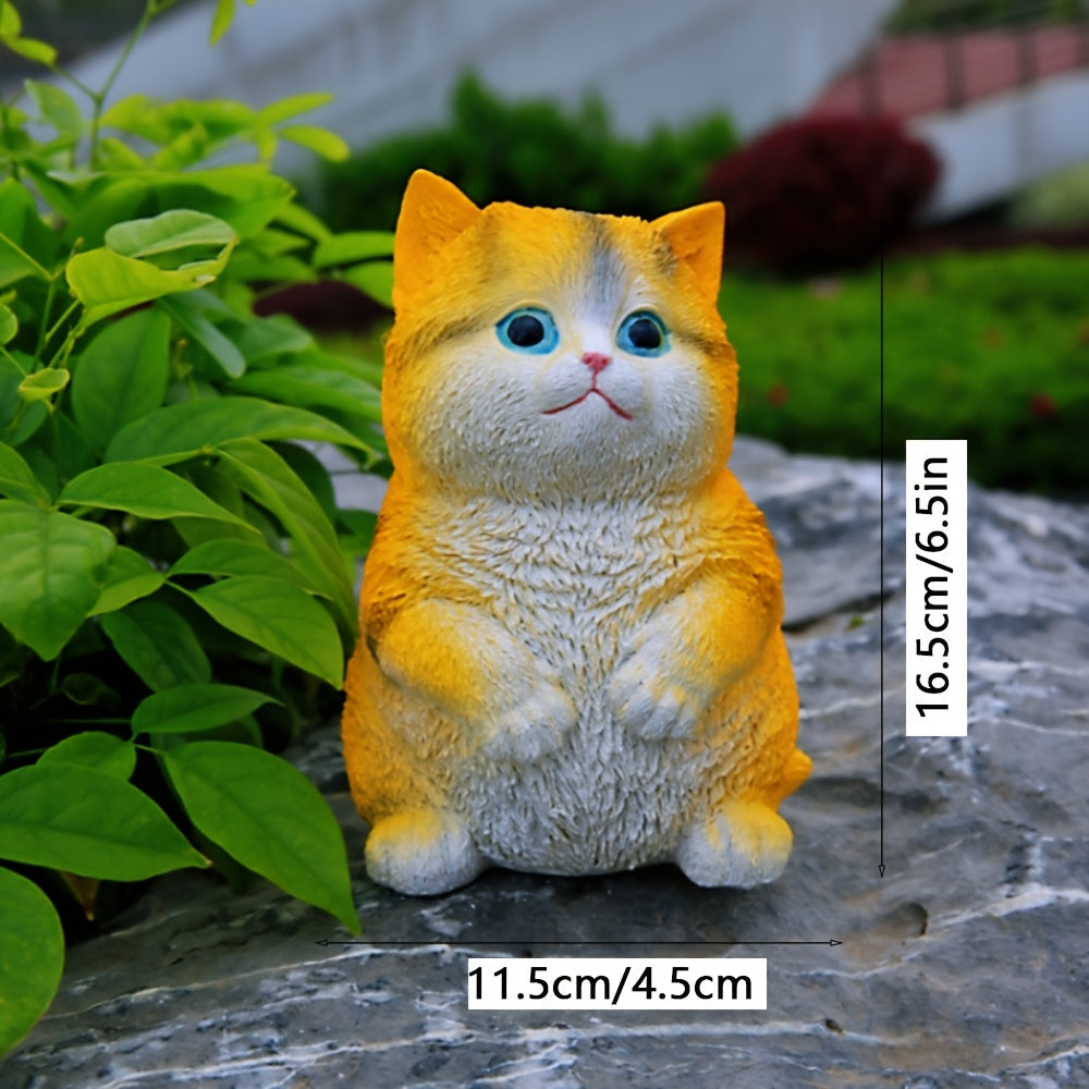 Charming 3D Cat Figurines - Resin Crafted, Adorable Kitten Decor for Indoor & Outdoor Spaces, Perfect for Garden, Desk, and Home Display, Cat Deco