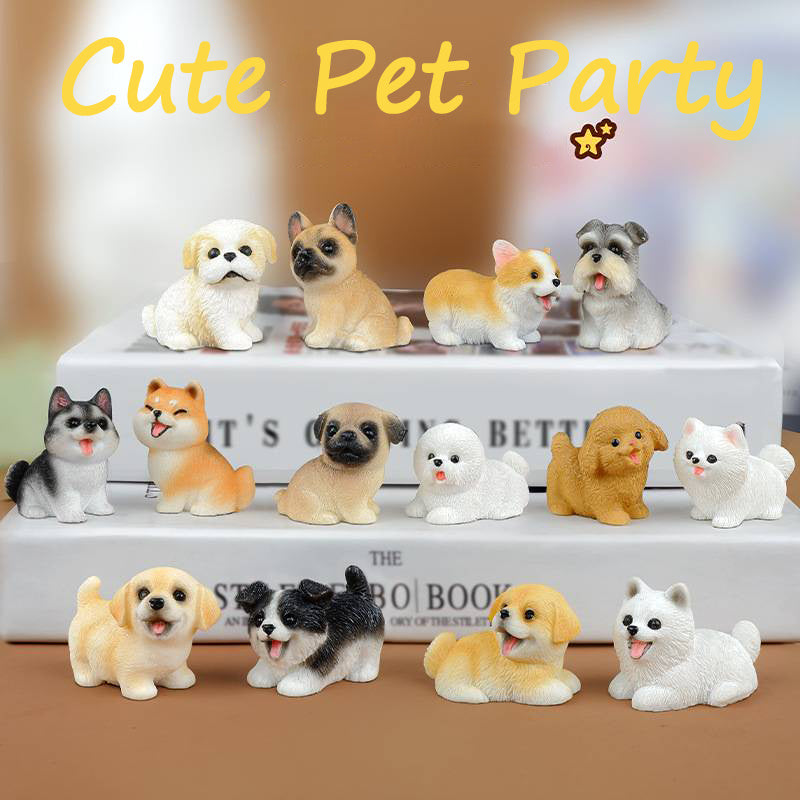 8-piece combination set of dog resin small ornaments cute cute dog micro landscape creative car desktop ornaments