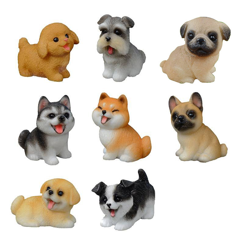 8-piece combination set of dog resin small ornaments cute cute dog micro landscape creative car desktop ornaments