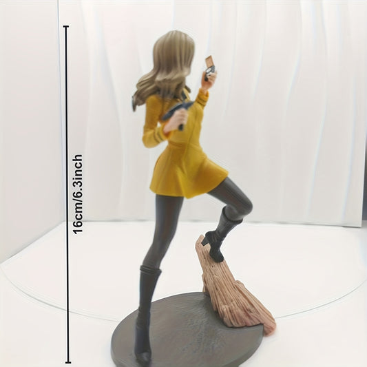 Anime Yellow Hair Goddess Collectible Figurine, Long Curly Hair PVC Anime Figure with Cool Brown Base, Desk and Car Decor Toys, Local Warehouse Fast Delivery, Special Gift for 4th of July Christmas Halloween Birthday, Clearance and Closeout