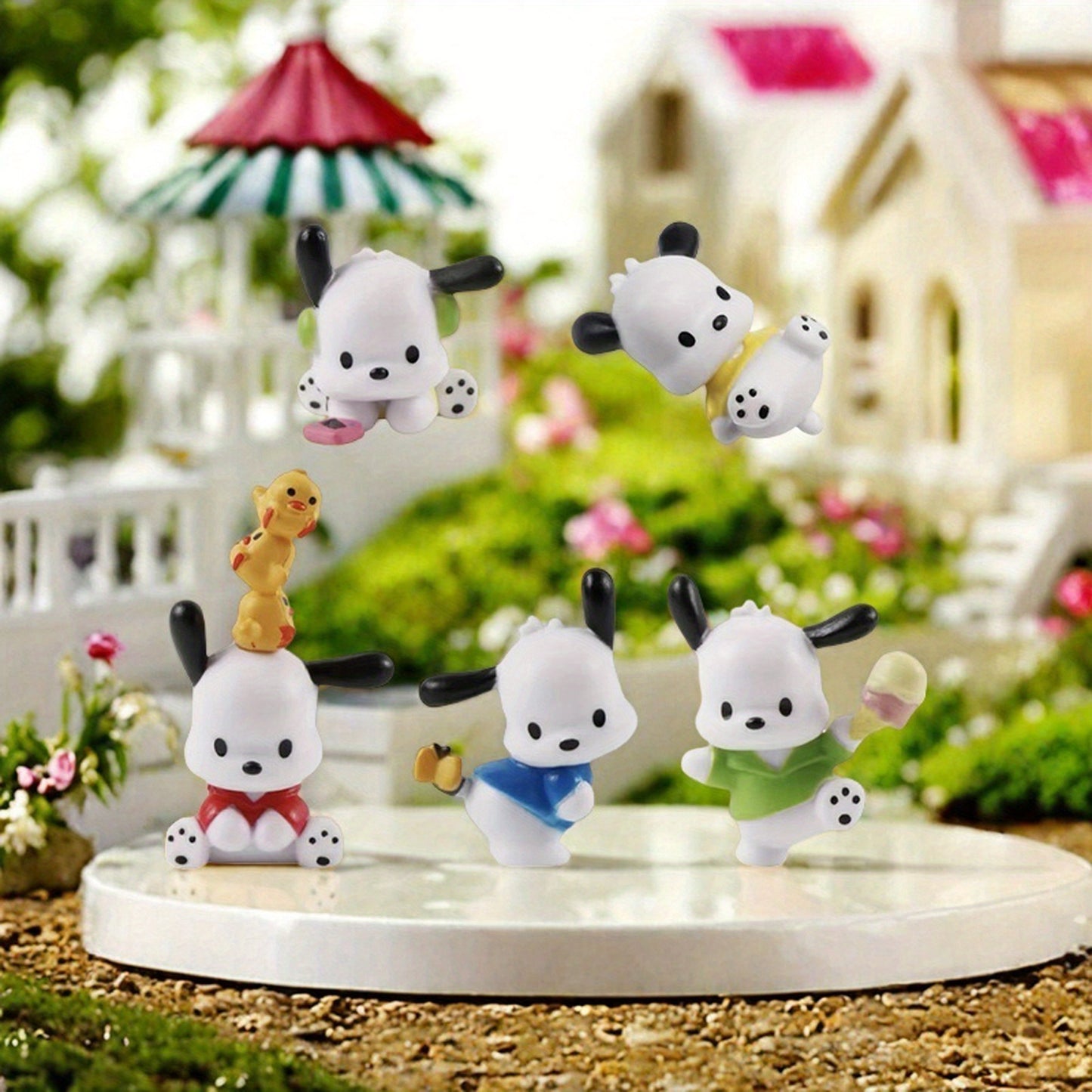 Sanrio for hello kitty & Friends Cake Topper - Cute Cartoon Figurines with Hearts, Flowers & Gifts, Durable PVC Collectible Desk Ornament for Bedroom Decor, No Power Needed, Indoor Use, Decorative Gift Set, Playful Design, Quality Craftsmanship