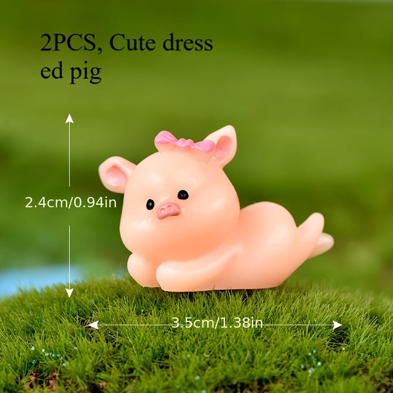 [Lucky Golden Pig] 2pcs Resin Lucky Golden Pig Ornament | Super Lucky Wealth Item, Treasure Pig Mini Collection Doll, Thanksgiving Gift, No Electricity Required, DIY Gardening And Succulent Micro Landscape Decoration, Car And Cake Ornament