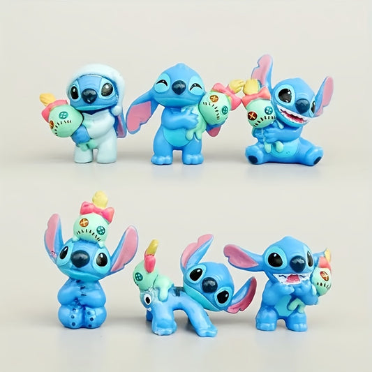 6pcs Stitch Action Figures, Family Gathering Supplies, Home Decor, Christmas Gift, holiday Gift