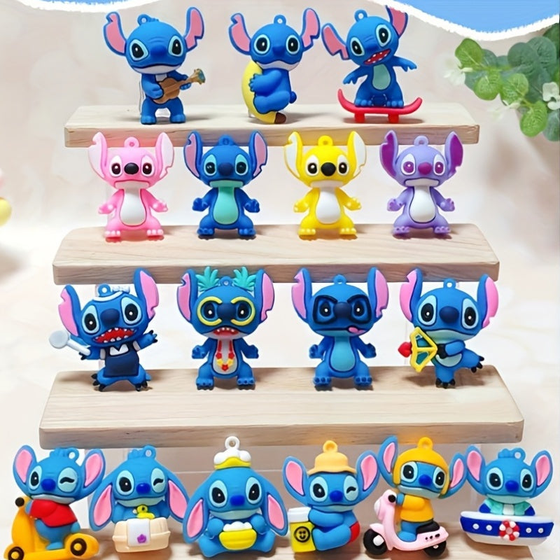 17pcs Stitch Mini Set - PVC Figurines for Home, Car, School Decor - Classic Anime Style, Ideal for Christmas, Halloween, New Year Gifts, Suitable for Ages 18+, Versatile Room Decoration, Cute Stitch Figurines