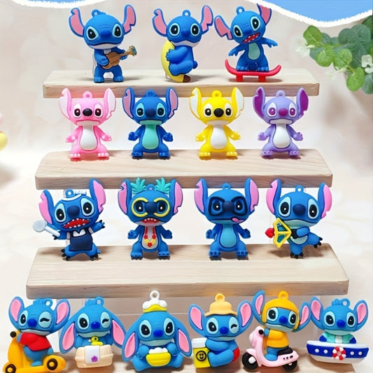 17pcs Stitch Mini Set - PVC Figurines for Home, Car, School Decor - Classic Anime Style, Ideal for Christmas, Halloween, New Year Gifts, Suitable for Ages 18+, Versatile Room Decoration, Cute Stitch Figurines
