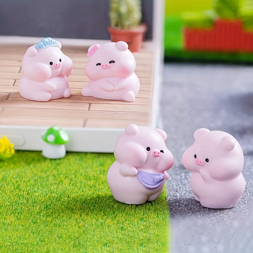 6pcs Bohemian Style Resin Pig Car Interior And Home Office Desktop Decoration, Miniature Landscape Succulent Garden DIY Decoration, Perfect Birthday And Holiday Gifts for Bedroom, Living Room, Bathroom, Prayer Room
