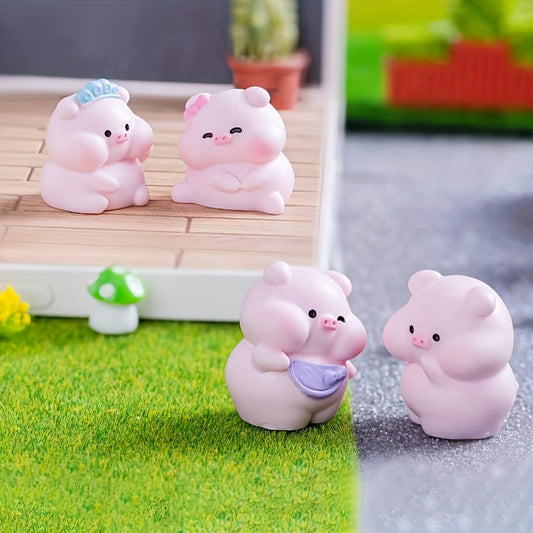 6pcs Bohemian Style Resin Pig Car Interior And Home Office Desktop Decoration, Miniature Landscape Succulent Garden DIY Decoration, Perfect Birthday And Holiday Gifts for Bedroom, Living Room, Bathroom, Prayer Room