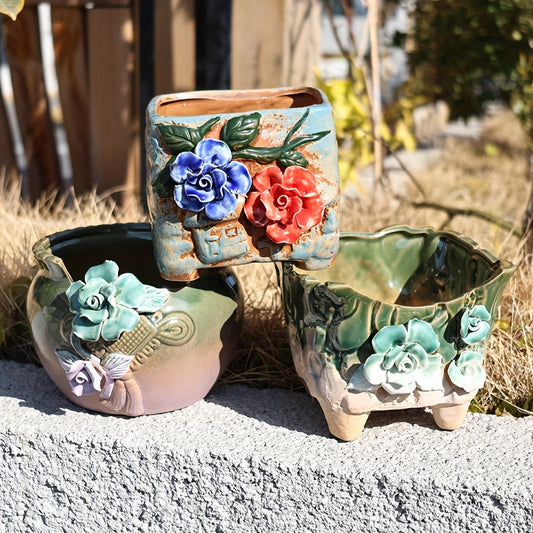 [Ceramic | Breathable] Breathable Ceramic Flower Pot | Three-Dimensional Clay Pot for Plants | Outdoor Gardening, Suitable for Succulent Plants And Desktop Decoration
