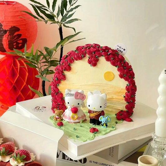 Sanrio Hello Kitty Wedding Couple Figurine Cute Desktop Decoration Gift