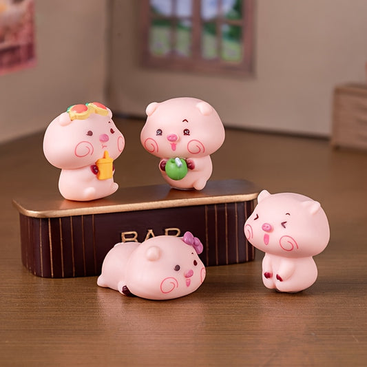 5pcs Cute Cartoon Pig Figurines - Whimsical PVC Sculptures with Pastel Colors, DIY Home Decor, Garden & Car Accessories, Perfect for Bohemian Style Interiors, Friendship Gifts & Holiday Decorations, Garden Ornaments, Playful Design, Detailed Craftsmanshi