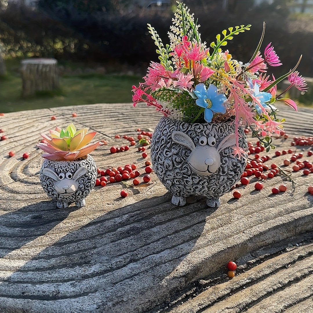 Cartoon Mianyang Goat Animal Multi-Flower Pot Garden Creative Gardening Resin Ornament