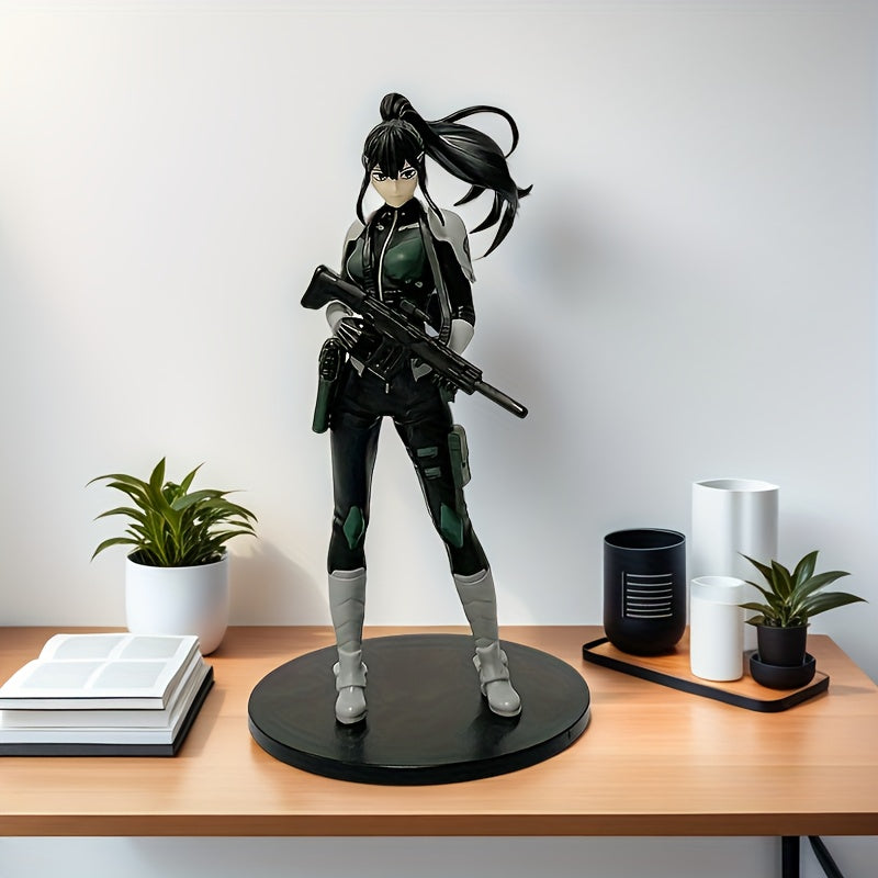 [Anime Fan] Collectible Female Warrior Statue in Action Pose - PVC Figurine with Gun and Sword, Ideal for Home & Office Decor, Perfect Gift for Holidays and Special Occasions, Office Decoration|Classic Style|PVC Material, Anime Room Deco