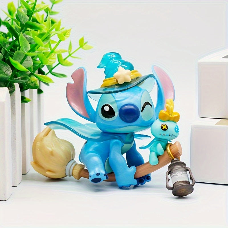 Mini Figurines Disney Official! 6pcs Set Stitch Funny Diary Mystery Box Little Planet Stitch Cartoon Figures(Excluding Packaging Box)